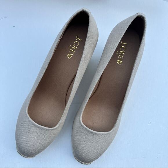 J. Crew Women's Canvas Espadrille Flax  Wedges  Sz 8 - Picture 1 of 7